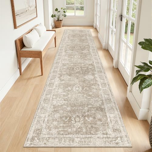 Madane Rug Runner for Hallway 2.5x12,Washable Kitchen Runner Rug Brown/Sand - Image 2