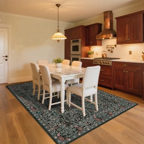 9x12 Washable Area Rugs for Living Room Soft Carpet (Dark Green) - Image 4