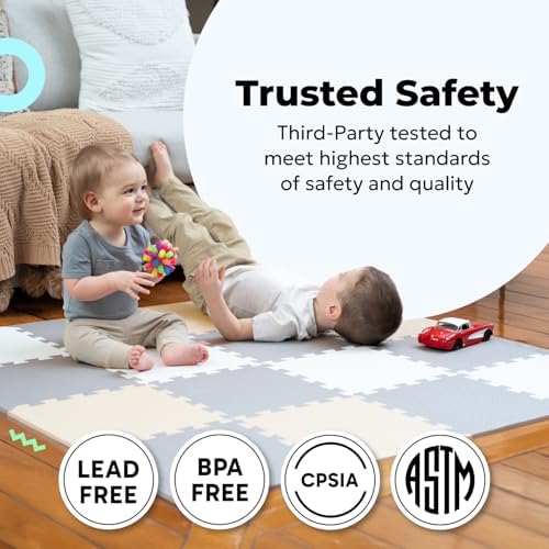 MioTetto Baby Play Mat, Soft Foam Floor Tiles for Kids. Adjustable Interlocking Foam Tiles, Fits with 50x50 Playpen Baby mat for Crawling & Development, Safe & Non-Toxic Playmat for Babies 6-12 Months - Image 4