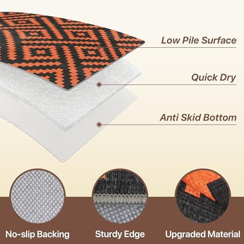 GENIMO Fall Decor Outdoor Rug 3'x5' for Porch, Plastic Door Mat Orange Noir - Image 7