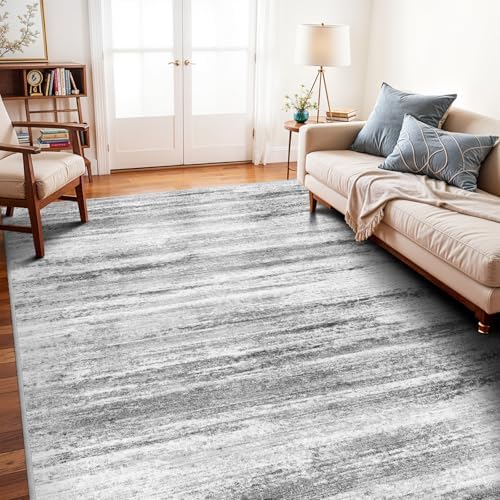 6x8 Area Rug for Living Room: Non-Slip Washable Rugs Grey by WIEVEDENS