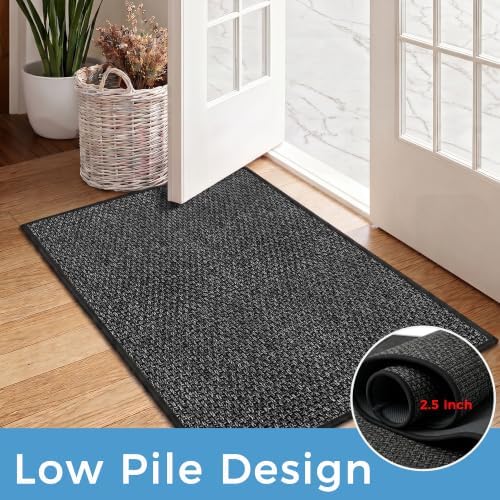 GOYLSER 3ft Jute Runner Rugs for Hallways, Rubber Backed Hall Floor Mat Non Slip, Absorbent Entry Way Runner Rugs Indoor, Black - Image 2