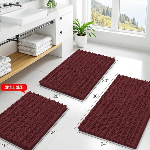 Smiry Bathroom Rugs 36X24, Extra Soft Rubber Backing Chenille Bath Mats - Image 2