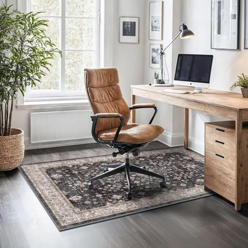 Black Boho Washable 3x6 Large Kitchen Runner Rug, Indoor Entryway Home Office Floor Rug, Non-Slip Stain & Fade Resistant, Vintage Floral Decor - Image 6