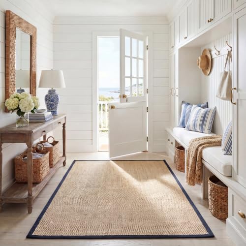 SAFAVIEH Natural Fiber Area Rug 5x8, Sisal Textured Navy NF143N by Unknown