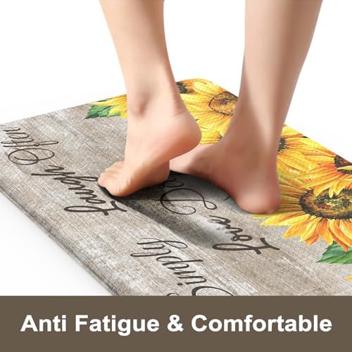 KIMODE Anti Fatigue Kitchen Mat for Floor,Farmhouse Sunflower Kitchen Rugs - Image 2