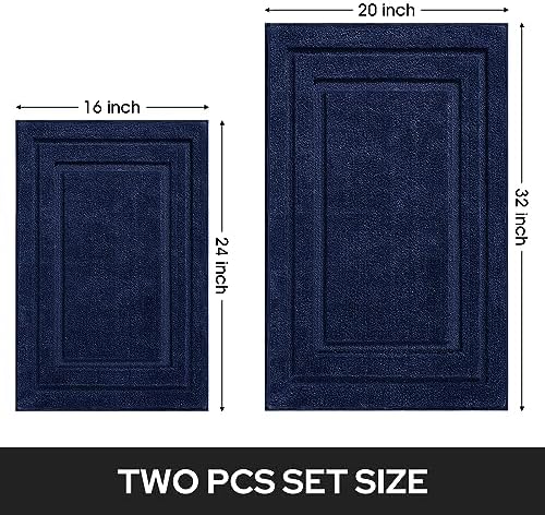 HOMEIDEAS Bathroom Rugs Sets 2 Piece,Soft Non Slip Bath Mat Navy Blue - Image 2