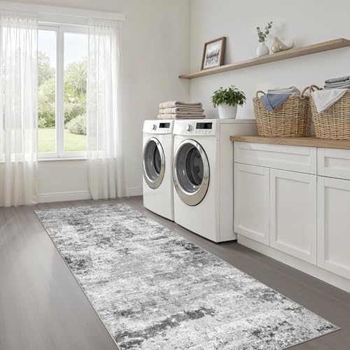 LOONGRUG Runner Rug 2x6 Machine Washable Non-Slip Kitchen Rug Black Gray - Image 6