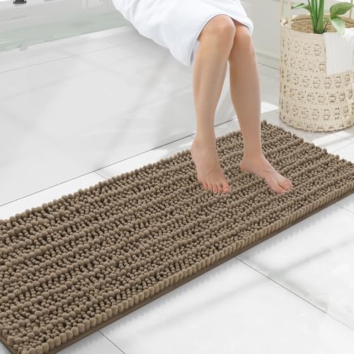 Smiry Bathroom Rugs 47X17, Extra Soft Rubber Backing Chenille Bath Mats by Smiry