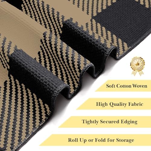 Outdoor Rugs, Brown and Black Area Rug Checkered 4’x 6’ - Image 3