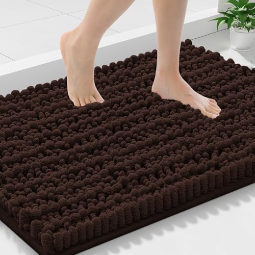 Smiry Bathroom Rugs 30X18, Extra Soft Rubber Backing Chenille Bath Mats by Smiry