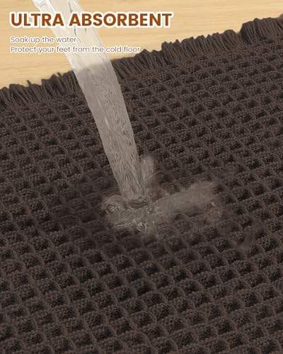 Smiry Waffle Bathroom Rugs Sets 2 Piece (36x24+30x20, Chocolate) - Image 4
