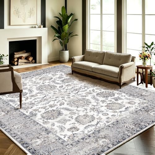 CHAMPLANT 6x9 Washable Area Rug Boho Chic Medallion Distressed Design Non-Shedding Easy Care Ideal for High Traffic Areas in Living Room Bedroom Office Kitchen Coffee Table Large Carpet - Image 2