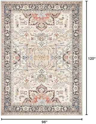 Vintage 8x10 Rugs for Living Room Washable Area Rug Multi Color - Image 2
