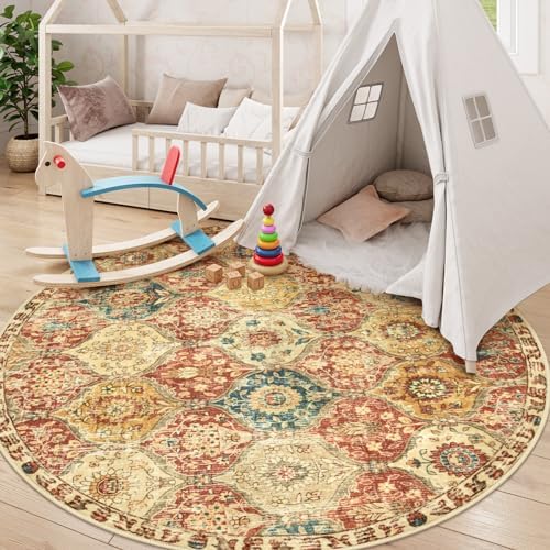 Lahome Moroccan Washable Round Area Rug, Soft Round Rugs 6ft Ultra-Thin - Image 5