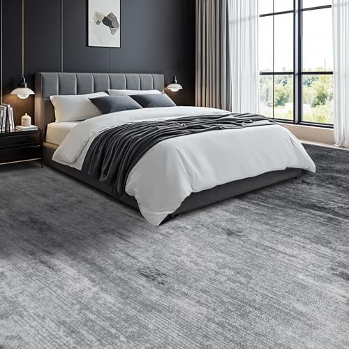 5x7 Washable Area Rug, Gray Solid Area Rugs for Living Room & Bedroom - Image 2