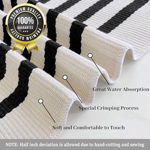KILOCOCO Beige Striped Rug 3x5 ft Indoor Washable Rugs Front Door Rugs - Image 3