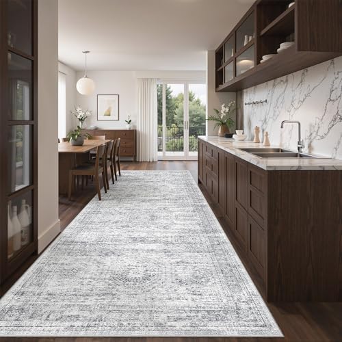 4x12 Runner Rug Non Slip,Washable Hallway Runner Rug,Grey - Image 3