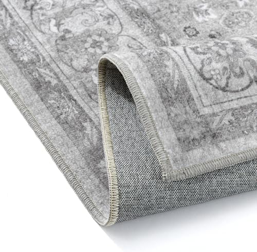 PureCozy Gray 5x7 Washable Area Rug Bedroom Vintage Distressed Carpet - Image 6