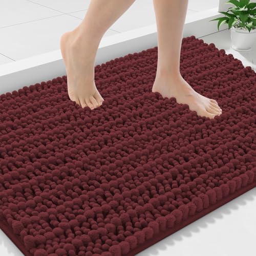 Smiry Bathroom Rugs 36X24, Extra Soft Rubber Backing Chenille Bath Mats by Smiry