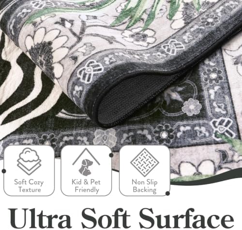 Moynesa Tiger 8x10 Area Rug, Washable Boho Rugs for Living Room, Vintage Large Soft Dining Room Rug, Non Slip Ultra Thin Stain Resistant Floor Carpet for Home Office Bedroom, Black - Image 5