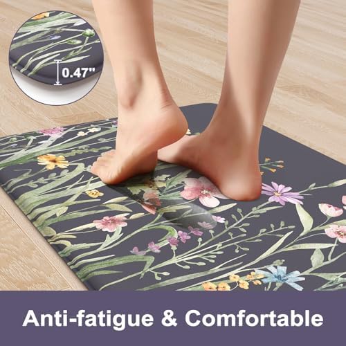 KIMODE Anti Fatigue Kitchen Mats for Floor,Farmhouse Kitchen Rugs Sets of 2 - Image 3