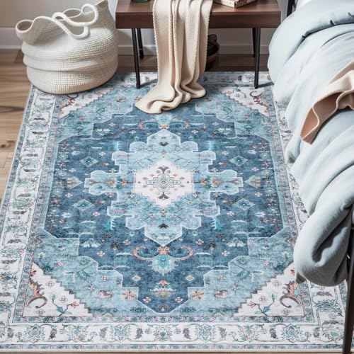 SERISSA 3x5 Washable Non Slip Boho Area Rug for Bedroom by SERISSAHomeDecorCollection