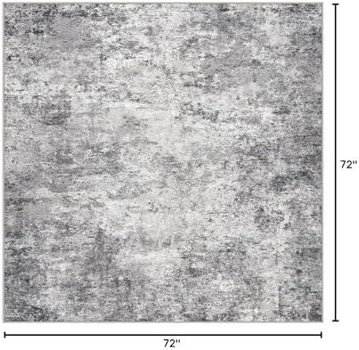 UERMEI Square Area Rugs : Washable 6x6 Neutral Modern Abstract Carpet for Living Room Bedroom - Soft Floor Mat with Non Slip Backing for Kitchen Nursery Dorms Farmhouse Home Decor - Grey - Image 2