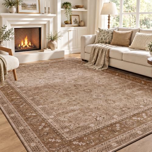 OPPODREAM Vintage Light Brown Area Rugs 10x14, Washable Rug for Living Room by OPPODREAM