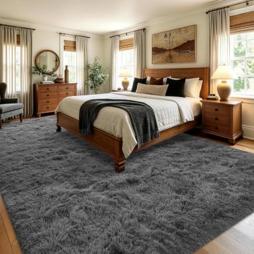 9x12 Extra Large Dark Grey Fluffy Area Rug Non-Slip for Living Room Bedroom - Image 4