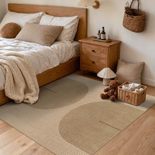 Easy Jute Rug for Pet Homes: 4x4 Outdoor Rug - Geometric Arch Pattern by Arvenchy