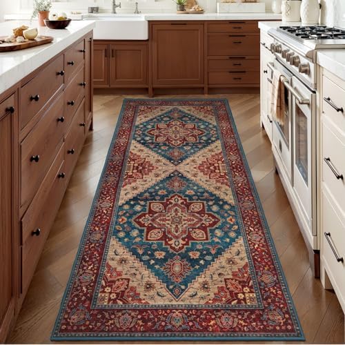 Tangsoo 2x5 Washable Runner Rugs for Hallways, Oriental Non Slip Red Runner - Image 7