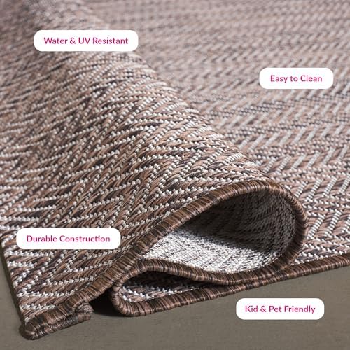 SAFAVIEH Courtyard Outdoor Square Rug 4', Modern Brown & Beige CY8022-36321 - Image 2