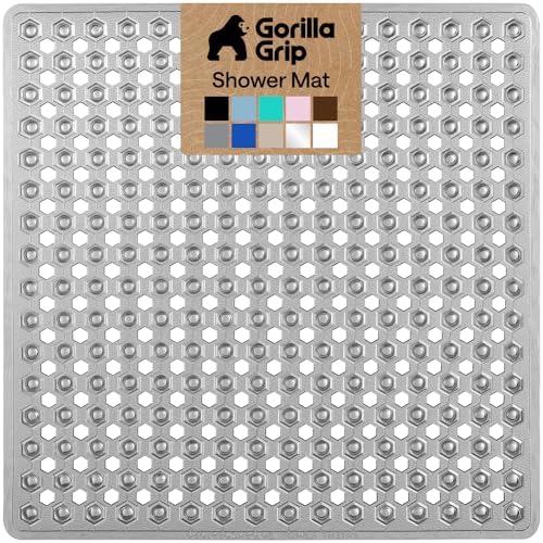 GORILLA GRIP Square Shower Stall Mat, Bathtub Floor Mat, 21x21 Gray by GorillaGrip