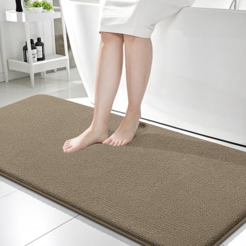 OLANLY Memory Foam Bathroom Runner Rug 59x24, Absorbent Long Bath Mat, Tan by OLANLY