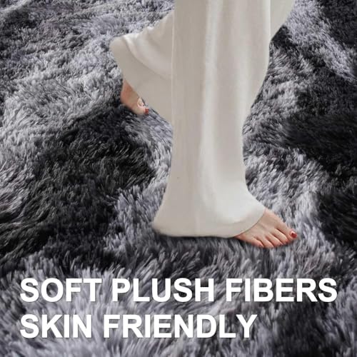 9x12 Ft Extra Large Shag Rugs for Living Room, Ultra Soft Fluffy Furry Area Rugs for Bedroom Indoor Floor, Aesthetic Carpet for Kids Home Decor (Black) - Image 4