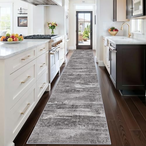 3x15 Runner Rug for Hallway Washbale - Modern Abstract Stain Resistant Kitchen Rugs with Non Slip Backing Soft Entryway Living Room Carpet Indoor Lightweight Home Decor Floor Thin Mat 3x15 Black - Image 3