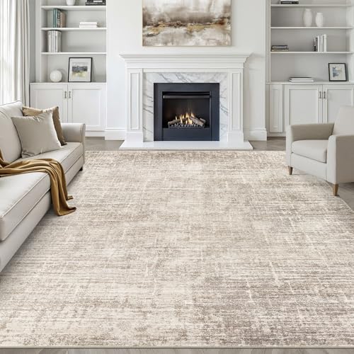 LOONGRUG 9x12 Area Rug Washable Neutral Modern Rug for Living Room Brown by LOONGRUG