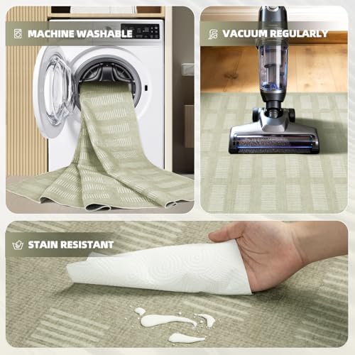 Washable Rugs 8x10 Area Rugs for Living Room,Ultra Soft Faux Wool Retro Carpets,Non Slip Backing,Durable Edge Binding,Stain Resistant,The Large Carpet for Bed Room,Dining Room,Office Decor - Image 5