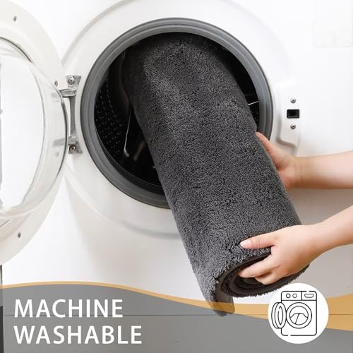 MINIDEAR Bathroom Rugs 44x24 Volcanic Gray - Thick Memory Foam Bath Mat, Ultra Soft & Plush Fluffy, Non-Slip, Quick Dry, Absorbent Washable Floor Microfiber Mat for Tub, Home Decor Accessories - Image 5