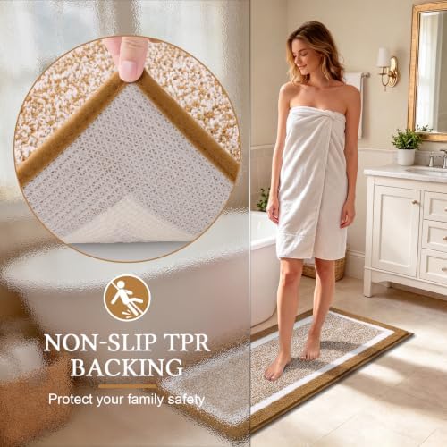 Pauwer Bathroom Rugs Sets 2 Piece, Non Slip Bath Mats for Bathroom, Mustard - Image 5