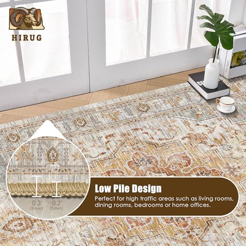Washable Area Rug 9' x 12' Vintage Traditional Persian Mat - Foldable Distressed Non-Slip Machine Washable Carpet for Living Room Bedroom Kitchen Home Decor - Dove Gray and Coral - Image 5