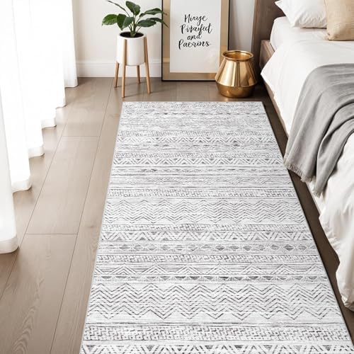 Ksrau 3x6 Runner Rug Washable Moroccan: Non Slip Hallway Floor Mat Grey - Image 5