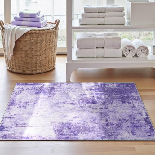 RELEANY Washable 2'x3' Abstract Area Rug for Living Room Purple - Image 3