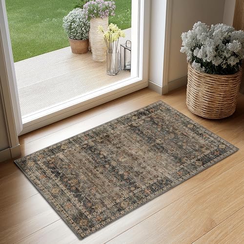 Ruaruarug Washable Small Area Rug 2×3 for Entryway, Ultra Soft, Camel by Ruaruarug
