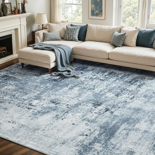 4x6 Ft Abstract Washable Area Rugs for Living Room Blue - Image 3