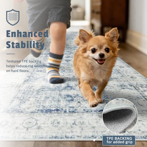 Morebes Vintage Rug Runners for Hallways Non Slip,Washable Runner Rug 2x10, Soft Long Distressed Non-Shedding Throw Carpet Runner Rug for Entryway Kitchen Laundry Living Room, Blue - Image 4