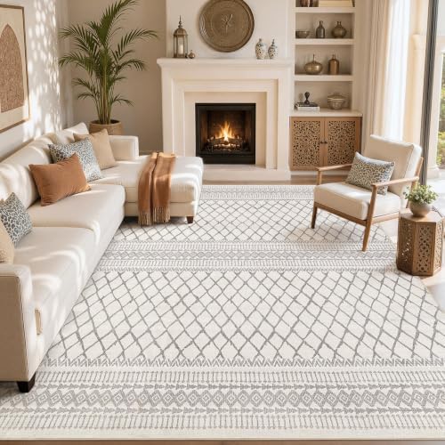 cotiled Boho 10x12 Area Rug for Living Room: Large Moroccan Washable Rug by COTILED