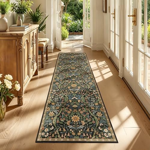 2’6″x 8’Floral Runner Rug for Kitchen Washable Hallway Runner - Image 3