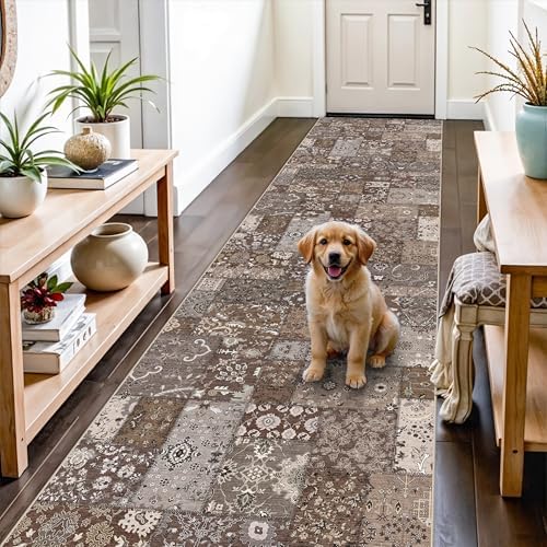3x12 Washable Runner Rug: 12ft Runners for Hallways Non Slip Kitchen Rug by TOPRUUG